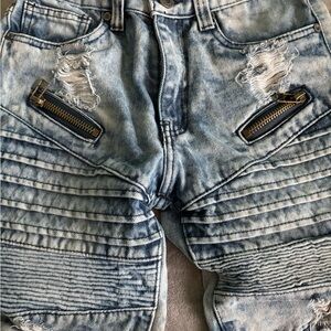 Distressed Blue Denim Boys Shorts